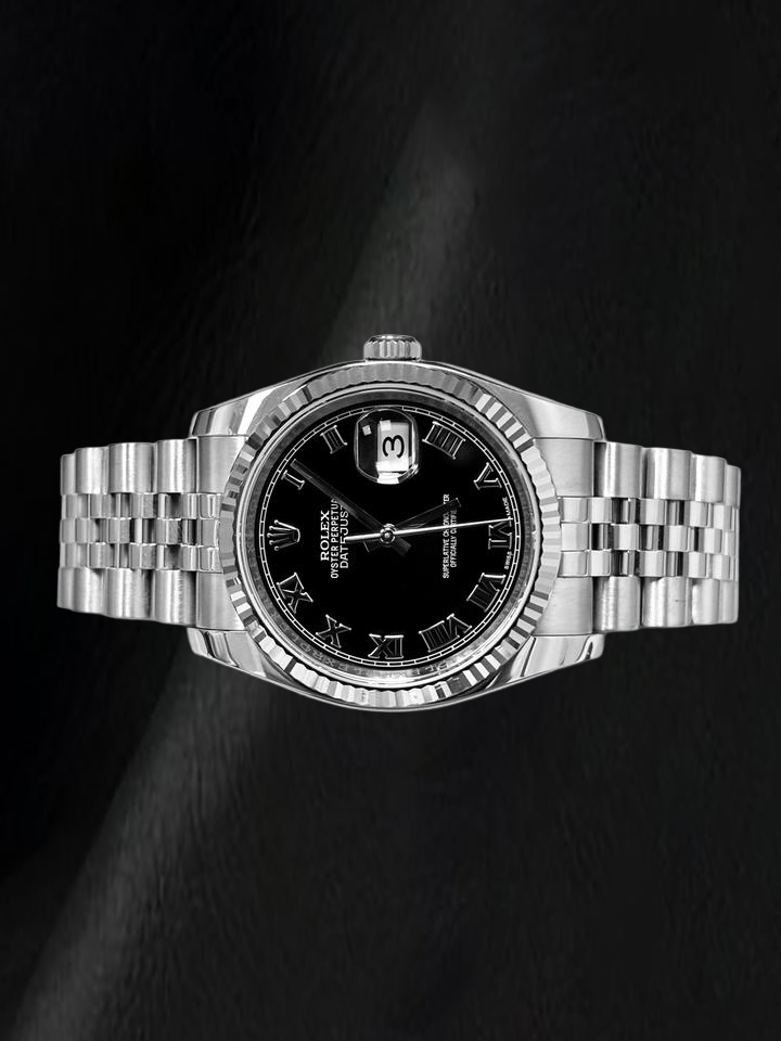 Rolex Datejust 116234 36mm Black Roman Dial Stainless Steel Watch