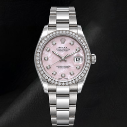 Rolex Datejust 116234 36mm Pink Mother of Pearl Diamond Dial Stainless Steel Watch