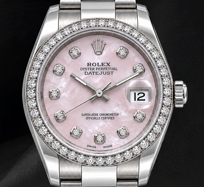 Rolex Datejust 116234 36mm Pink Mother of Pearl Diamond Dial Stainless Steel Watch