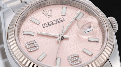Rolex Datejust 116234 36mm Pink Wave Arabic Diamond Dial Stainless Steel Watch