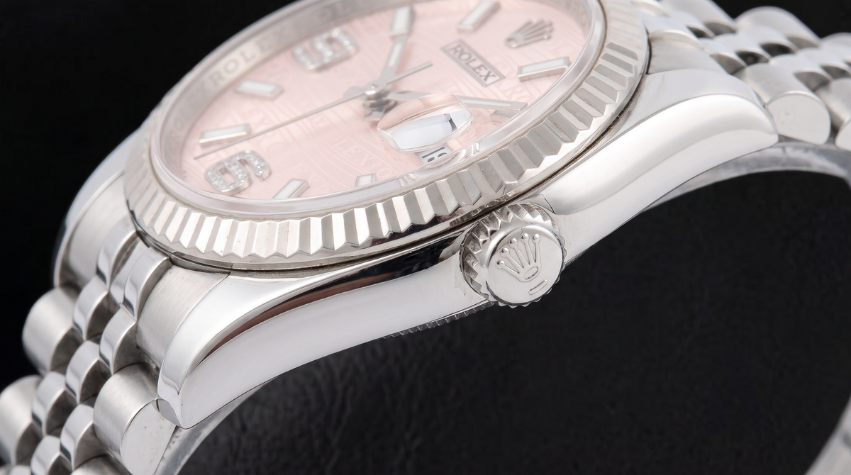 Rolex Datejust 116234 36mm Pink Wave Arabic Diamond Dial Stainless Steel Watch
