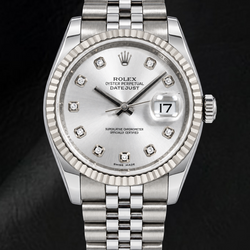 Rolex Datejust 116234 36mm Silver Diamond Dial Stainless Steel Watch