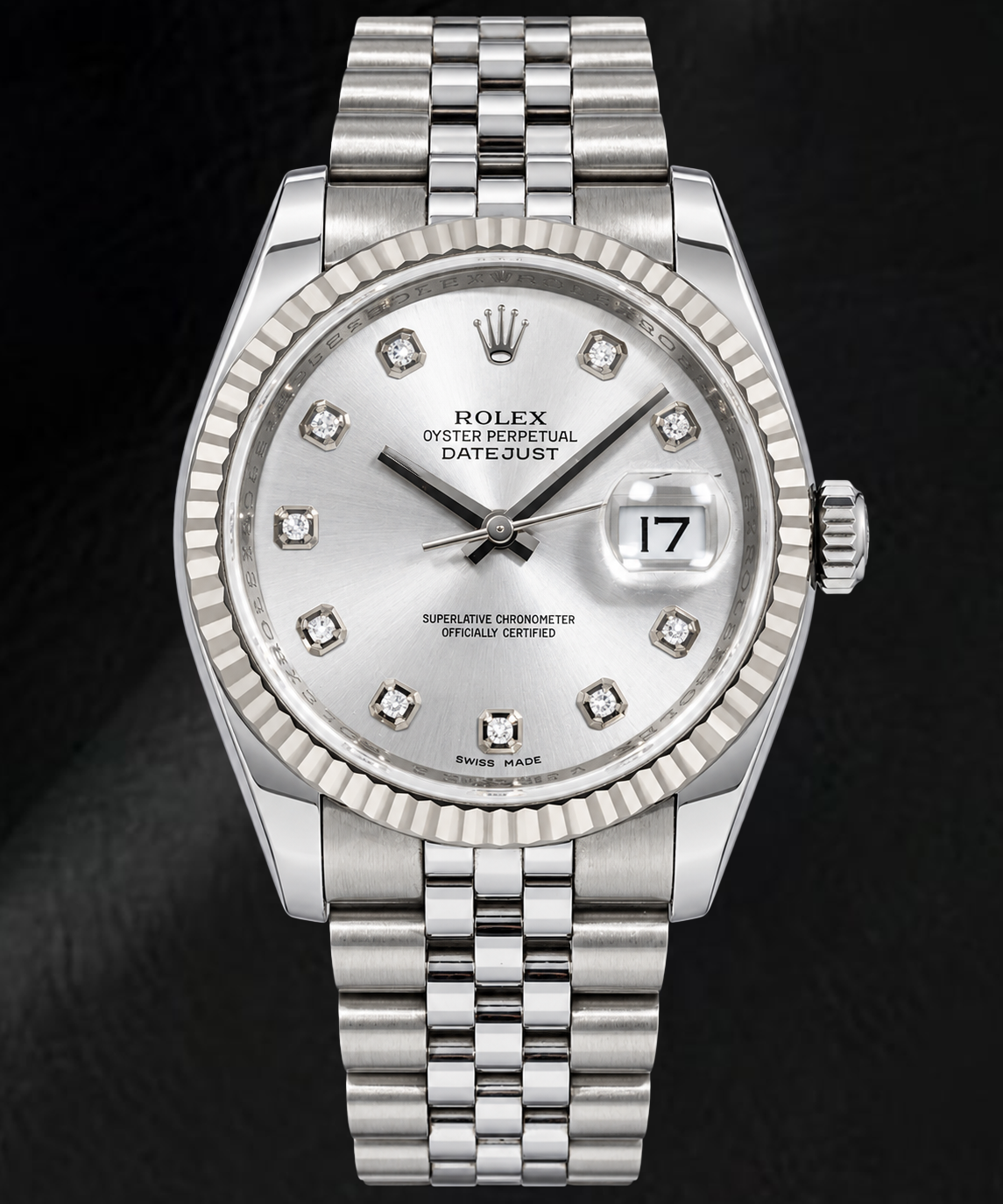 Rolex Datejust 116234 36mm Silver Diamond Dial Stainless Steel Watch