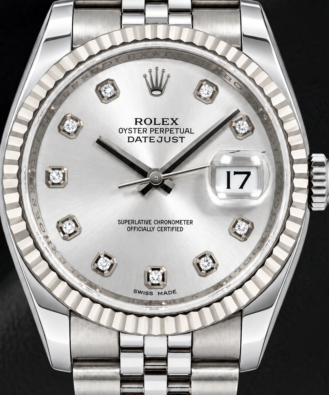 Rolex Datejust 116234 36mm Silver Diamond Dial Stainless Steel Watch