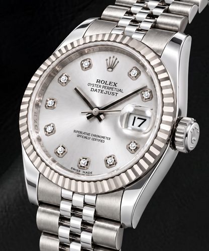 Rolex Datejust 116234 36mm Silver Diamond Dial Stainless Steel Watch