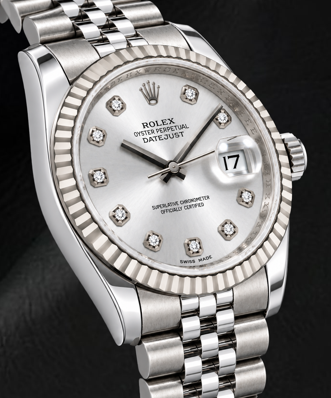 Rolex Datejust 116234 36mm Silver Diamond Dial Stainless Steel Watch