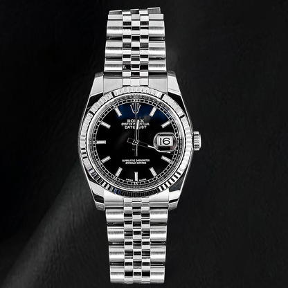 Rolex Datejust 11623 36mm Black Stick Luminous Dial Stainless Steel Watch