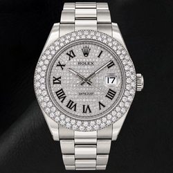 Rolex Datejust 116300 41mm Diamond Paved Roman Dial Stainless Steel Watch