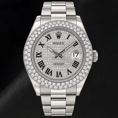 Rolex Datejust 116300 41mm Diamond Paved Roman Dial Stainless Steel Watch