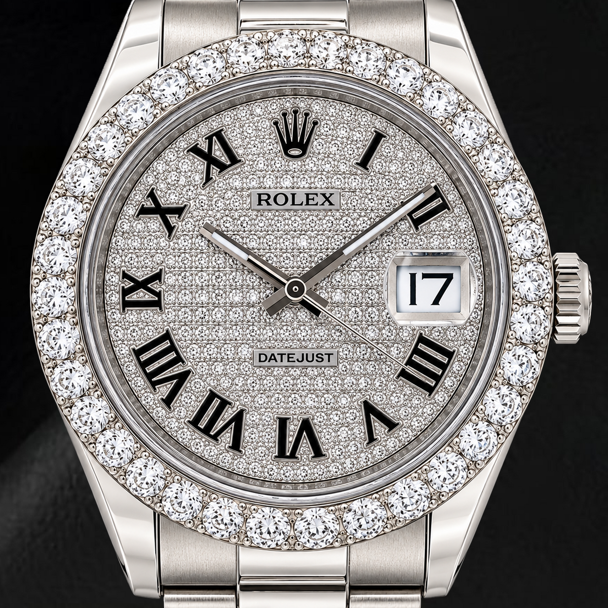 Rolex Datejust 116300 41mm Diamond Paved Roman Dial Stainless Steel Watch