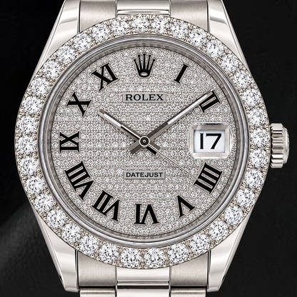 Rolex Datejust 116300 41mm Diamond Paved Roman Dial Stainless Steel Watch