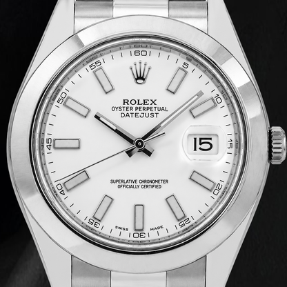 Rolex Datejust 116300 41mm White Stick Dial Stainless Steel Watch