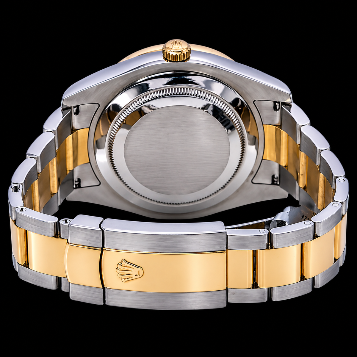Rolex Datejust 116333 41mm Black Roman Diamond Dial Two Tone Gold Oyster Bracelet Watch