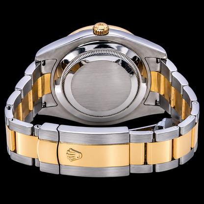 Rolex Datejust 116333 41mm Black Roman Diamond Dial Two Tone Gold Oyster Bracelet Watch