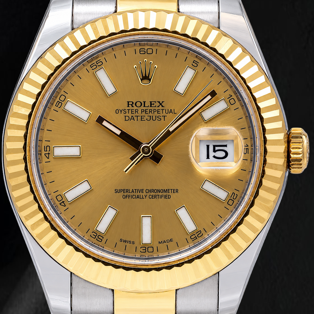 Rolex Datejust 116333 41mm Champagne Stick Dial Two Tone Watch