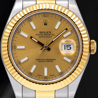 Rolex Datejust 116333 41mm Champagne Stick Dial Two Tone Watch