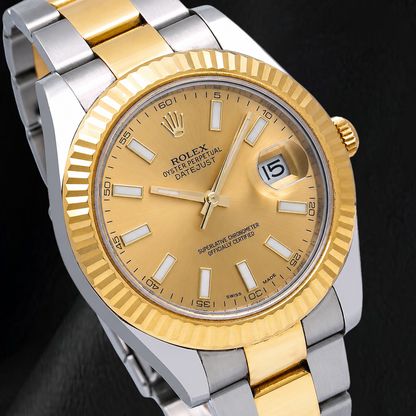 Rolex Datejust 116333 41mm Champagne Stick Dial Two Tone Watch