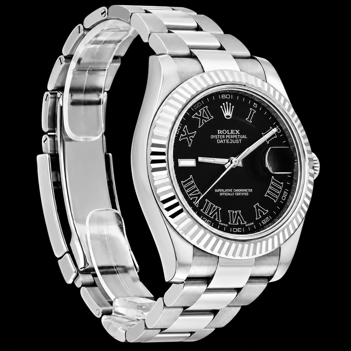 Rolex Datejust 116334 41mm Black Roman Dial Stainless Steel Oyster Bracelet Watch