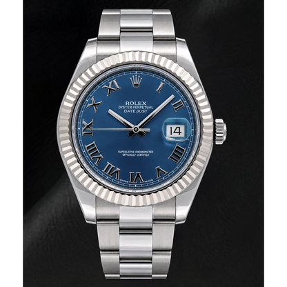 Rolex Datejust 116334 41mm Blue Roman Dial Gold and Stainless Steel Watch