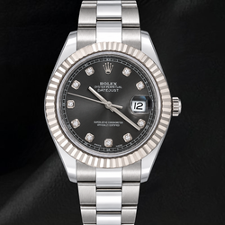 Rolex Datejust 116334 41mm Gray Diamond Dial Stainless Steel Oyster Bracelet Watch