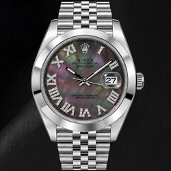 Rolex Datejust 126300 41mm Black Mother of Pearl Roman Diamond Dial Stainless Steel Watch