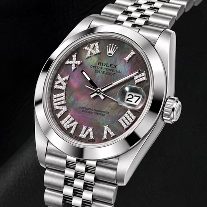 Rolex Datejust 126300 41mm Black Mother of Pearl Roman Diamond Dial Stainless Steel Watch
