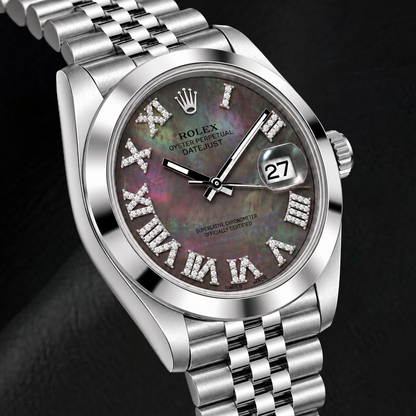 Rolex Datejust 126300 41mm Black Mother of Pearl Roman Diamond Dial Stainless Steel Watch