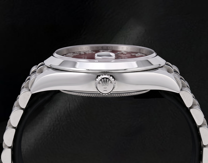 Rolex Datejust 126300 41mm Red Roman Diamond Dial Stainless Steel Watch