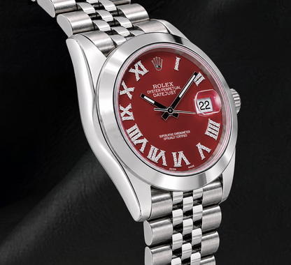 Rolex Datejust 126300 41mm Red Roman Diamond Dial Stainless Steel Watch