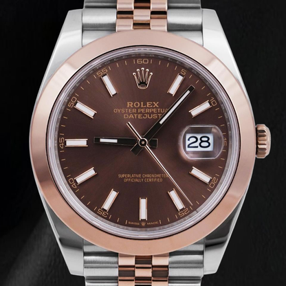 Rolex Datejust 126301 Chocolate Stick Dial 41mm Two Tone Watch