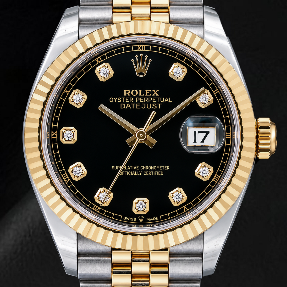 Rolex Datejust 126333 41mm Black Diamond Dial Two Tone Watch