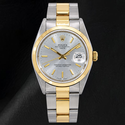 Rolex Datejust 15223 34mm Silver Stick Dial Two Tone Watch
