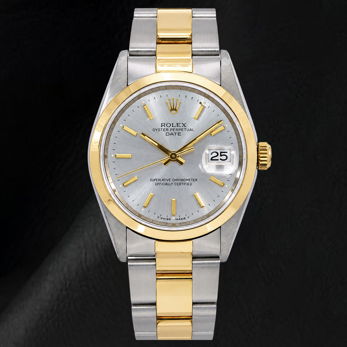 Rolex Datejust 15223 34mm Silver Stick Dial Two Tone Watch