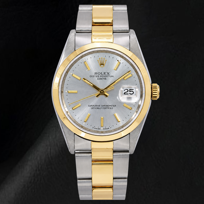 Rolex Datejust 15223 34mm Silver Stick Dial Two Tone Watch