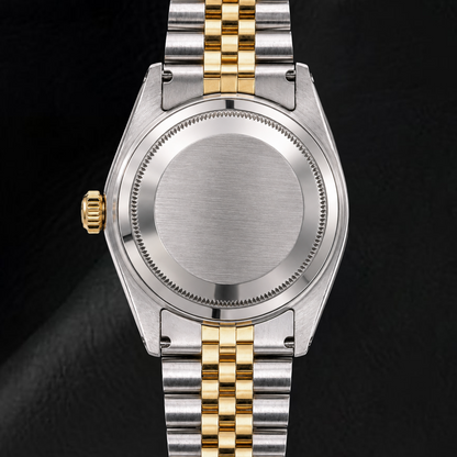 Rolex Datejust 16013 36mm Black Roman Diamond Dial Two Tone Watch
