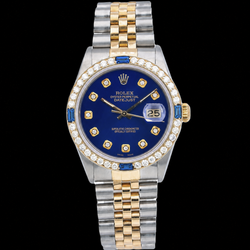 Rolex Datejust 16013 36mm Blue Diamond Dial Two Tone Watch
