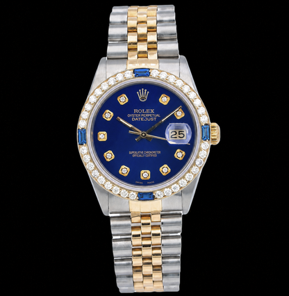 Rolex Datejust 16013 36mm Blue Diamond Dial Two Tone Watch