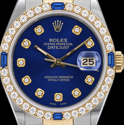Rolex Datejust 16013 36mm Blue Diamond Dial Two Tone Watch
