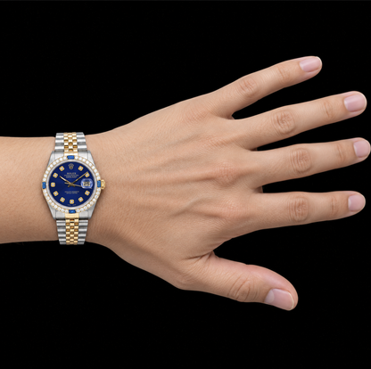 Rolex Datejust 16013 36mm Blue Diamond Dial Two Tone Watch