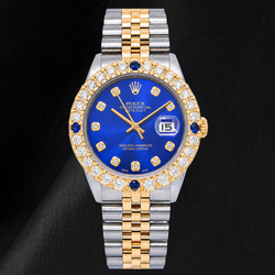 Rolex Datejust 16013 36mm Blue Diamond Dial Two Tone Watch