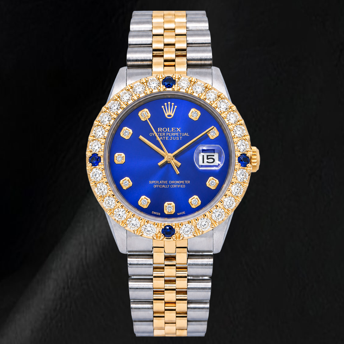 Rolex Datejust 16013 36mm Blue Diamond Dial Two Tone Watch
