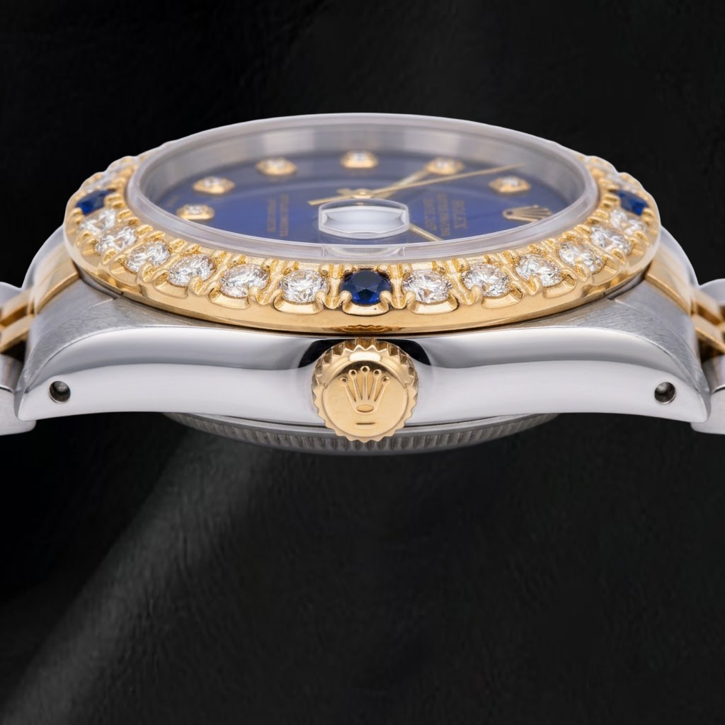 Rolex Datejust 16013 36mm Blue Diamond Dial Two Tone Watch
