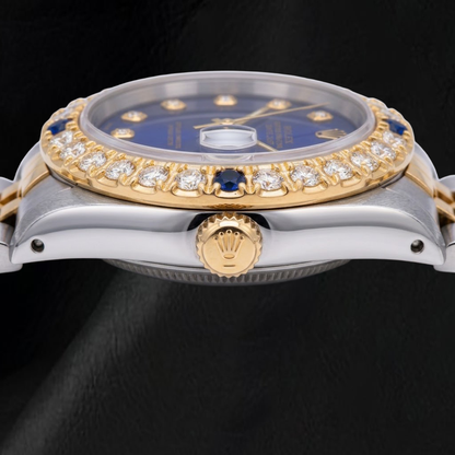 Rolex Datejust 16013 36mm Blue Diamond Dial Two Tone Watch
