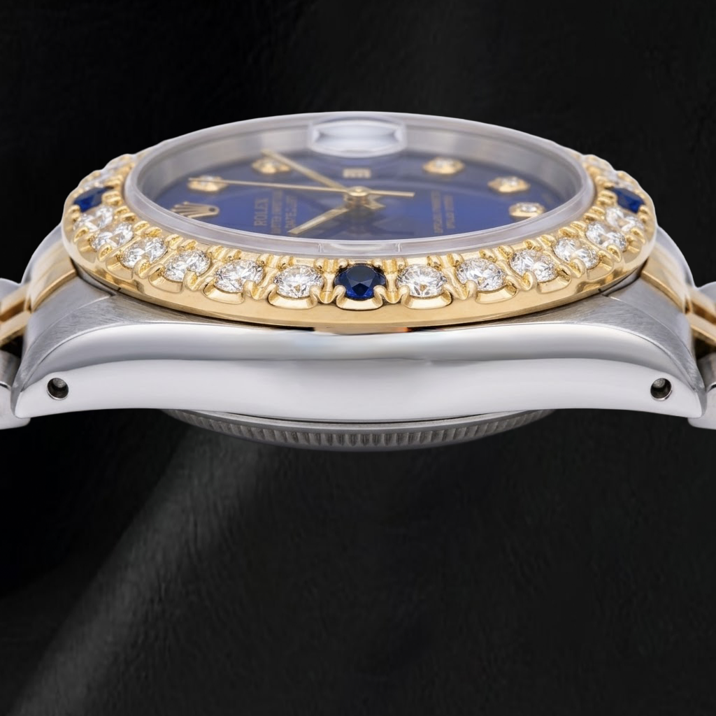 Rolex Datejust 16013 36mm Blue Diamond Dial Two Tone Watch