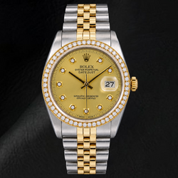Rolex Datejust 16013 36mm Champagne Diamond Dial Two Tone Watch