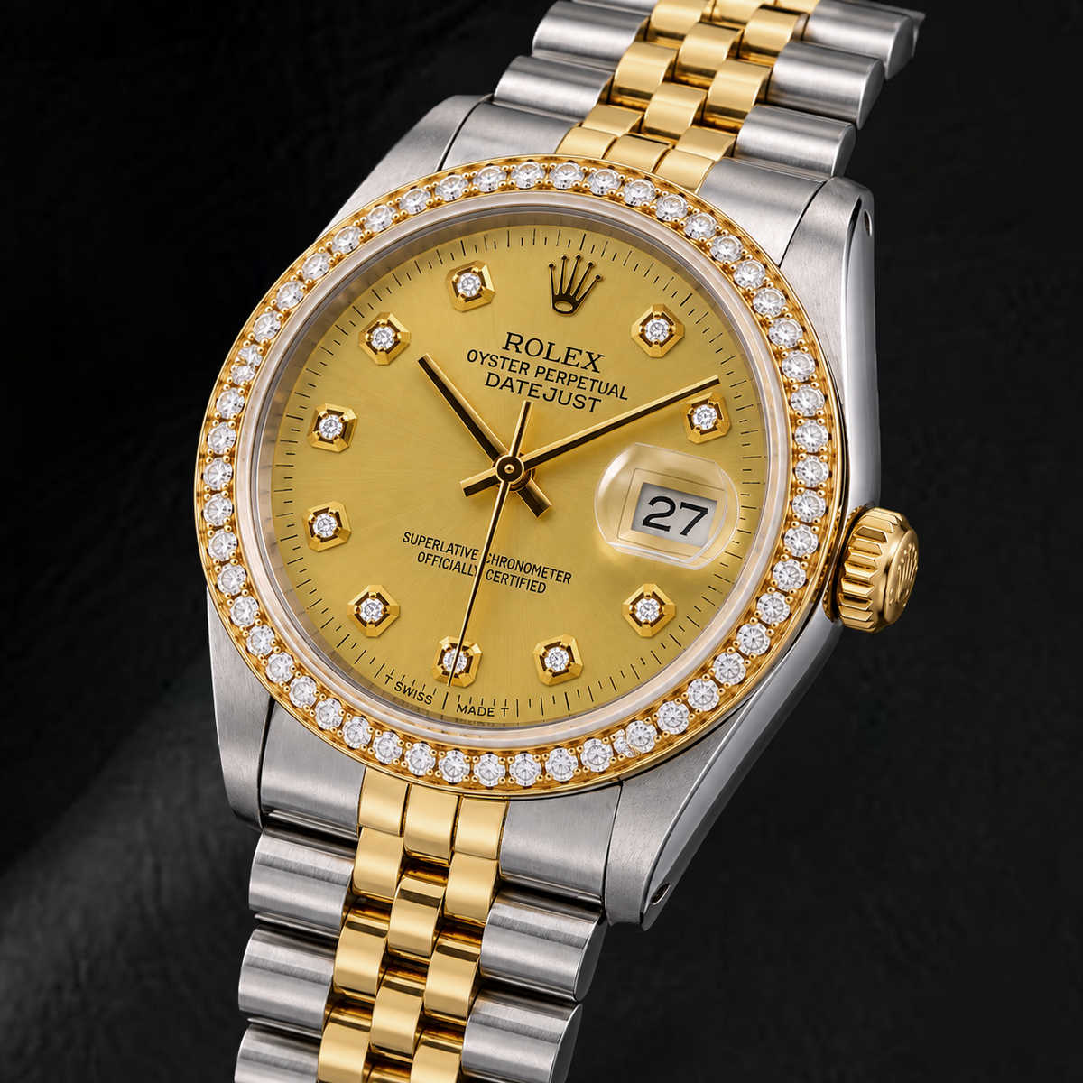 Rolex Datejust 16013 36mm Champagne Diamond Dial Two Tone Watch