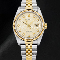 Rolex Datejust 16013 36mm Champagne Jubilee Diamond Dial Two Tone Watch