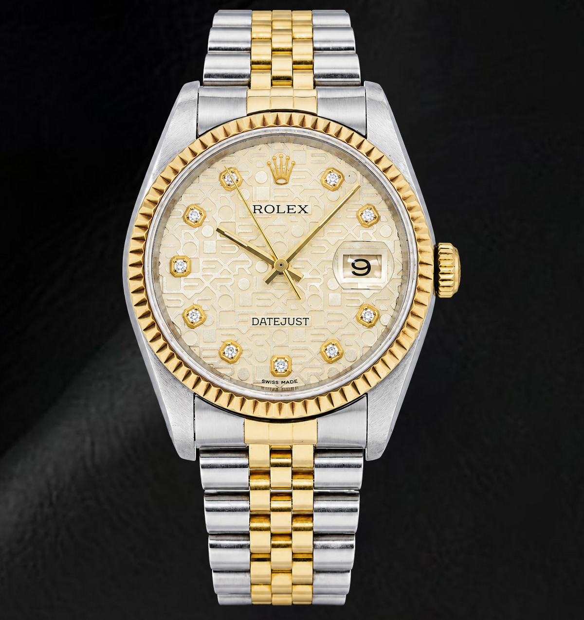 Rolex Datejust 16013 36mm Champagne Jubilee Diamond Dial Two Tone Watch