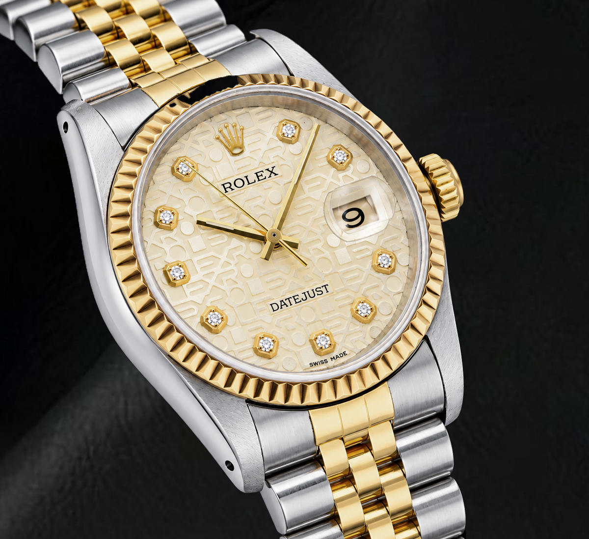 Rolex Datejust 16013 36mm Champagne Jubilee Diamond Dial Two Tone Watch
