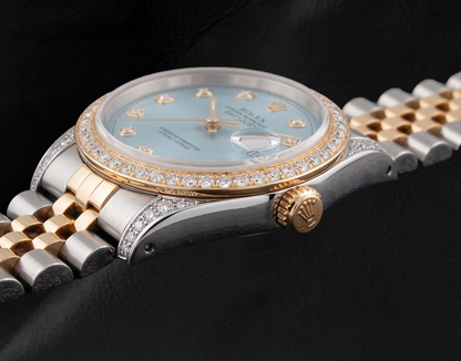Rolex Datejust 16013 36mm Diamond Dial Diamond Bezel Watch Two Tone
